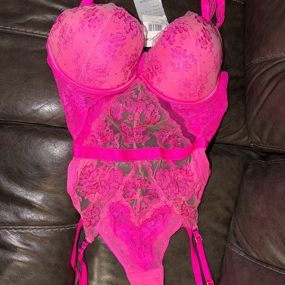 Pink Sexy Lace Bodysuit